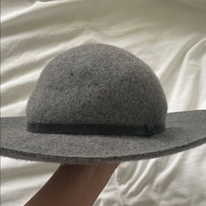 Gray Wool Wide-Brim Hat
